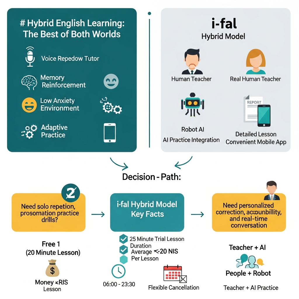Infographic comparing multimodal AI shadow tutors with i-fal’s teacher plus AI English learning model.