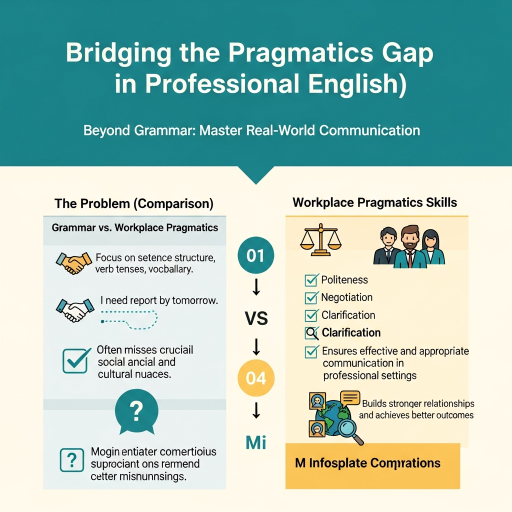 Infographic showing how i-fal helps close the Pragmatics Gap with a free 20-minute trial, 25-minute lessons, teacher plus AI practice, flexible hours, and cancellation flexibility.